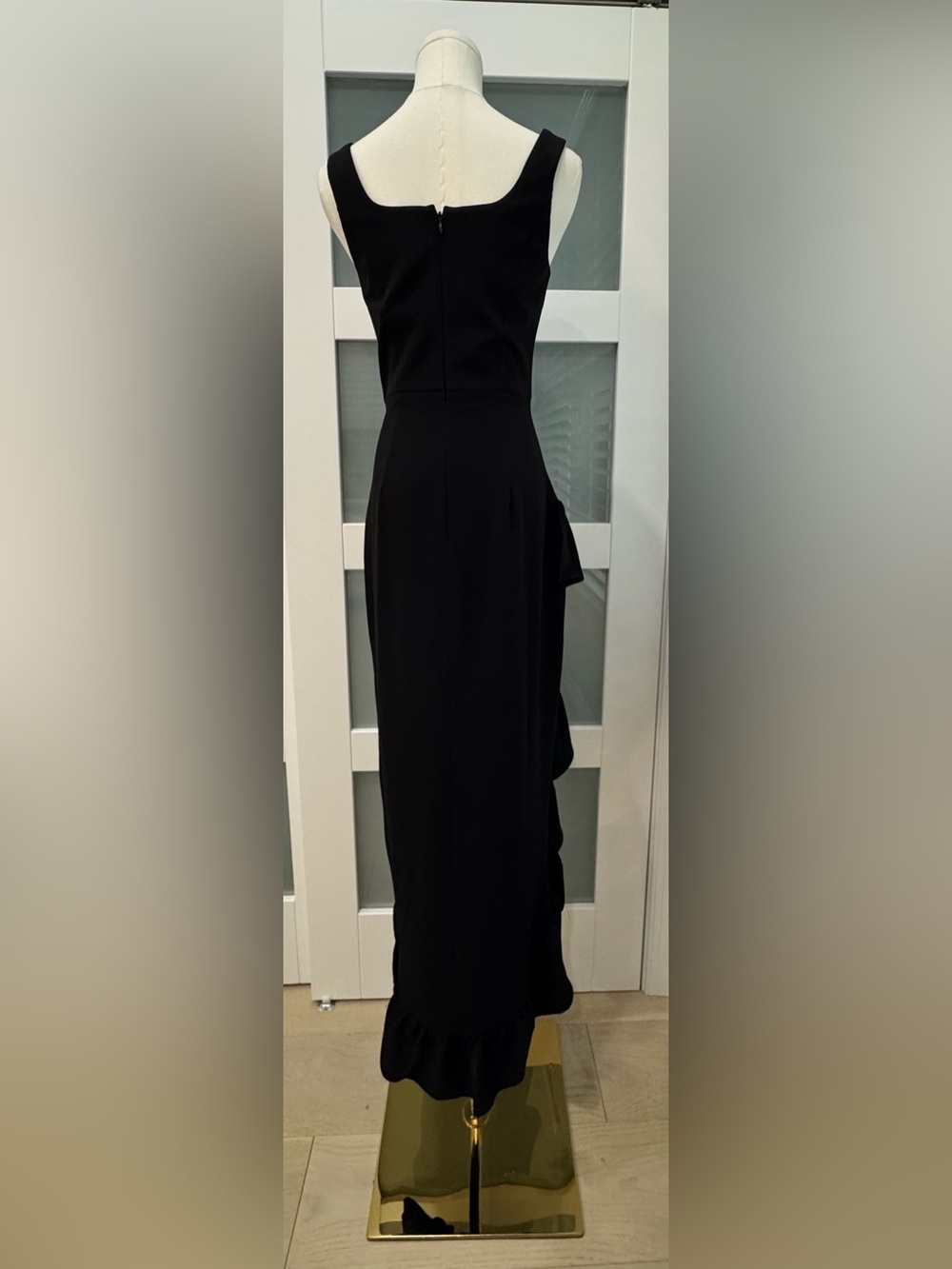 Dress the Population Charlene Black Ruffle Midi Dress XS Cocktail Wedding Guest - Picture 6 of 10